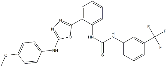 ((2-(3-((4-Methoxyphenyl)amino)(2,4,5-oxadiazolyl))phenyl)amino)((3-(trifluoromethyl)phenyl)amino)methane-1-thione Struktur