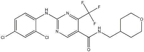 2-(2,4-dichlorophenylamino)-4-trifluoromethyl-pyrimidine-5-carboxylic acid N-(tetrahydro-pyran-4-ylmethyl)amide Struktur