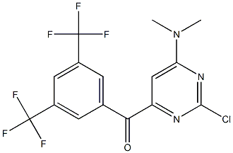 (3,5-Bis(trifluoromethyl)phenyl)(2-chloro-6-(dimethylamino)pyrimidin-4-yl)methanone Struktur