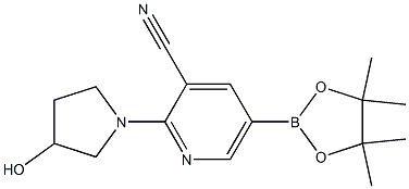 2-(3-hydroxypyrrolidin-1-yl)-5-(4,4,5,5-tetramethyl-1,3,2-dioxaborolan-2-yl)pyridine-3-carbonitrile Struktur