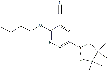 2-butoxy-5-(4,4,5,5-tetramethyl-1,3,2-dioxaborolan-2-yl)pyridine-3-carbonitrile Struktur