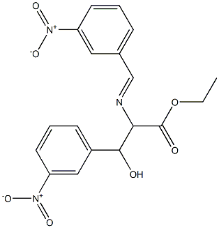 Ethyl 3-Hydroxy-2-((3-nitrobenzylidene)amino)-3-(3-nitrophenyl)propanoate Struktur