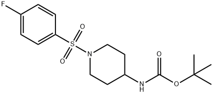 Carbamic acid, N-[1-[(4-fluorophenyl)sulfonyl]-4-piperidinyl]-, 1,1-dimethylethyl ester Struktur