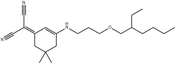 5,5-Dimethyl-1-dicyanmethylen-3-(3-(2-ethylhexyloxy)-propylamino)cyclohexen-2 Struktur