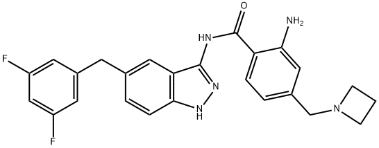 Benzamide, 2-amino-4-(1-azetidinylmethyl)-N-[5-[(3,5-difluorophenyl)methyl]-1H-indazol-3-yl]- Struktur