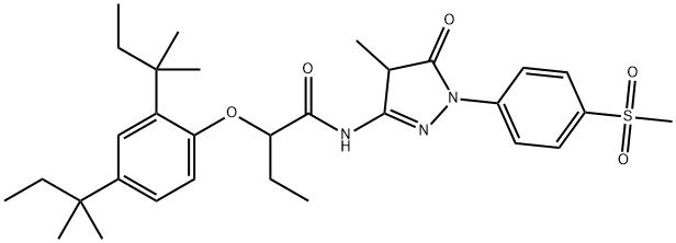 1-(4-Methylsulfonylphenyl)-3-(2,4-di-tert.-pentylphenoxi)butyramido-4-methylpyrazolon-(5) Struktur