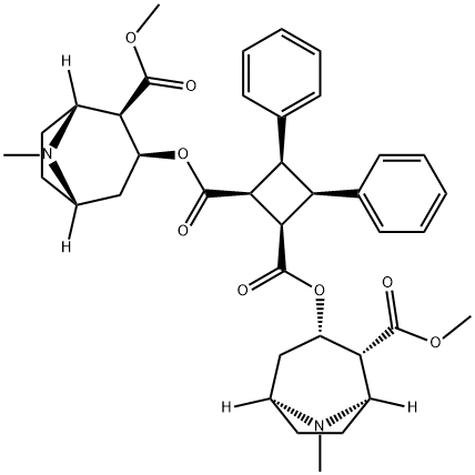 3α,4α-Diphenylcyclobutane-1β,2α-dicarboxylic acid bis[(1R,5S)-2-(methoxycarbonyl)-8-methyl-8-azabicyclo[3.2.1]octan-3-yl] ester Struktur