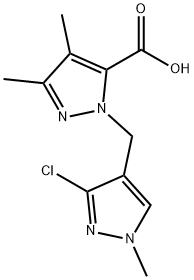 1-[(3-chloro-1-Methyl-1H-pyrazol-4-yl)Methyl)-3,4-diMethyl-1H-pyrazol-5-carboxylic acid Struktur