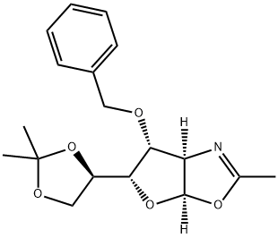 Furo3,2-doxazole, 5-(2,2-dimethyl-1,3-dioxolan-4-yl)-3a,5,6,6a-tetrahydro-2-methyl-6-(phenylmethoxy)-, 3aR-3a.alpha.,5.alpha.(R*),6.alpha.,6a.alpha.- Struktur