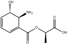 1,3-Cyclohexadiene-1-carboxylic acid, 6-amino-5-hydroxy-, (1R)-1-carboxyethyl ester, (5S,6S)- Struktur