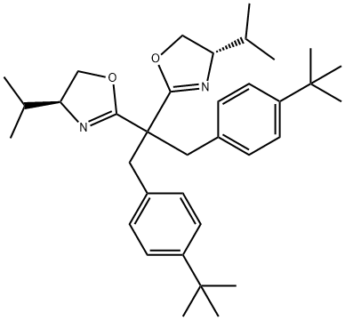 (4S,4'S)-2,2'-[2-[4-(1,1-dimethylethyl)phenyl]-1-
[[4-(1,1-
dimethylethyl)phenyl]methyl]ethylidene]bis[4,5-
dihydro-4-(1-methylethyl)-Oxazole Struktur