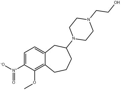 2-(4-(4-bromo-1-methoxy-2-nitro-6,7,8,9-tetrahydro-5H-benzo[7]annulen-6-yl)piperazin-1-yl)ethanol Struktur