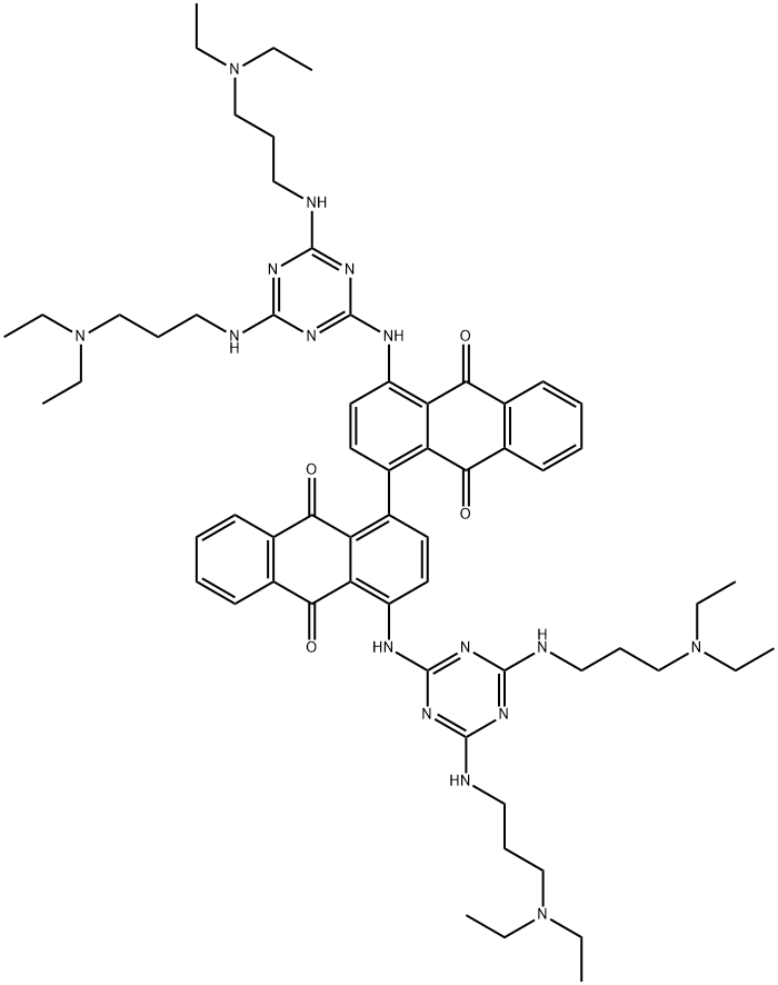 4,4'-bis[(4,6-bis{[3-(diethylamino)propyl]amino}-1,3,5-triazin-2-yl)amino]-1,1'-bianthracene-9,9',10,10'-tetrone Struktur