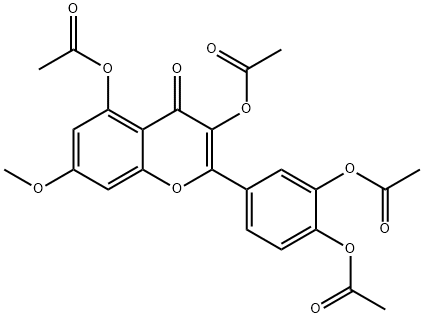 4H-1-Benzopyran-4-one, 3,5-bis(acetyloxy)-2-[3,4-bis(acetyloxy)phenyl]-7-methoxy- Struktur