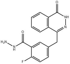 Benzoic acid, 5-[(3,4-dihydro-4-oxo-1-phthalazinyl)methyl]-2-fluoro-, hydrazide Struktur