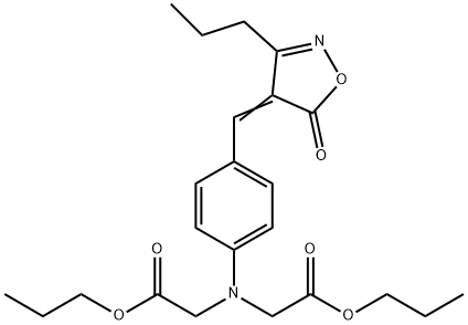 3-Propyl-4-[4′-N,N-bis(propylcarbonylmethyl)-aminobenzyliden]-isoxazolin-5-on Struktur