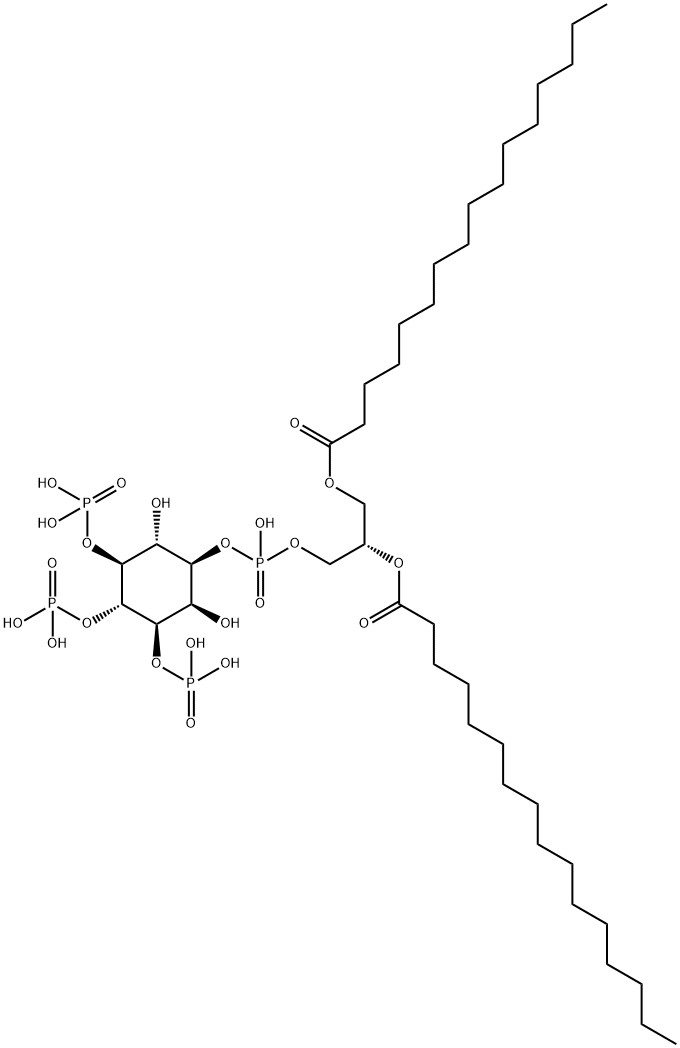 D-myo-Inositol, 1-(2S)-2,3-bis(1-oxohexadecyl)oxypropyl hydrogen phosphate 3,4,5-tris(dihydrogen phosphate) Struktur