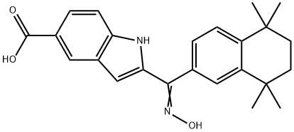 1H-Indole-5-carboxylic acid, 2-[(hydroxyimino)(5,6,7,8-tetrahydro-5,5,8,8-tetramethyl-2-naphthalenyl)methyl]- Struktur