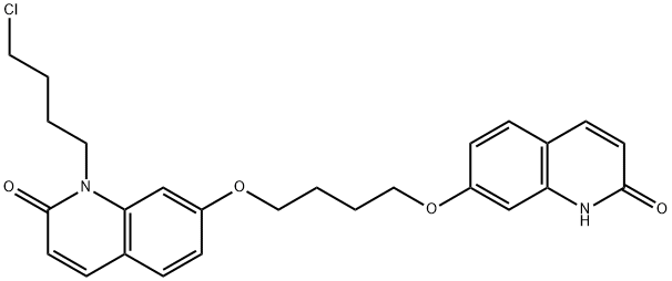 2(1H)-Quinolinone, 1-(4-chlorobutyl)-7-[4-[(1,2-dihydro-2-oxo-7-quinolinyl)oxy]butoxy]- Struktur