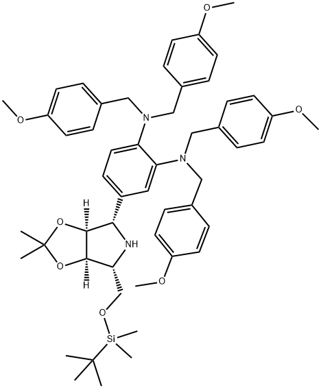 1,2-Benzenediamine, 4-(3aS,4S,6R,6aR)-6-(1,1-dimethylethyl)dimethylsilyloxymethyltetrahydro-2,2-dimethyl-4H-1,3-dioxolo4,5-cpyrrol-4-yl-N,N,N,N-tetrakis(4-methoxyphenyl)methyl- Struktur