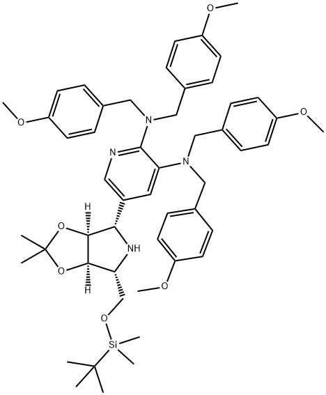 2,3-Pyridinediamine, 5-(3aS,4S,6R,6aR)-6-(1,1-dimethylethyl)dimethylsilyloxymethyltetrahydro-2,2-dimethyl-4H-1,3-dioxolo4,5-cpyrrol-4-yl-N,N,N,N-tetrakis(4-methoxyphenyl)methyl- Struktur