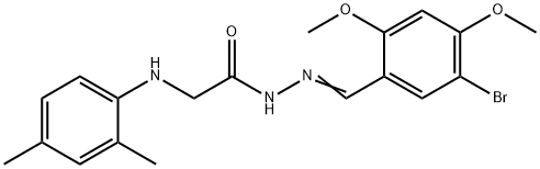 N'-(5-bromo-2,4-dimethoxybenzylidene)-2-[(2,4-dimethylphenyl)amino]acetohydrazide (non-preferred name) Struktur