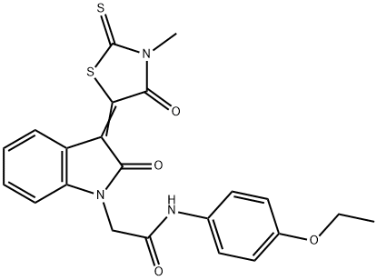 N-(4-ethoxyphenyl)-2-[(3Z)-3-(3-methyl-4-oxo-2-sulfanylidene-1,3-thiazolidin-5-ylidene)-2-oxoindol-1-yl]acetamide Struktur