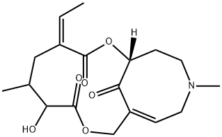 (12ξ,13ξ)-12-Hydroxy-4-methyl-18-nor-4,8-secosenecionan-8,11,16-trione Struktur