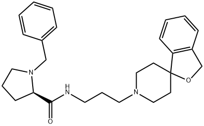 (2R)-1-(Phenylmethyl)-N-[3-(spiro[isobenzofuran-1(3H),4'-piperidin]-1-yl)propyl-2-pyrrolidinecarboxamide Struktur