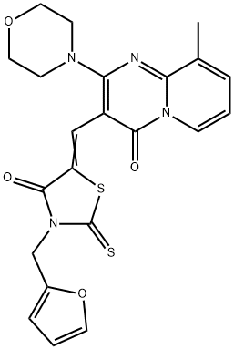 (5Z)-3-(furan-2-ylmethyl)-5-[(9-methyl-2-morpholin-4-yl-4-oxopyrido[1,2-a]pyrimidin-3-yl)methylidene]-2-sulfanylidene-1,3-thiazolidin-4-one Structure