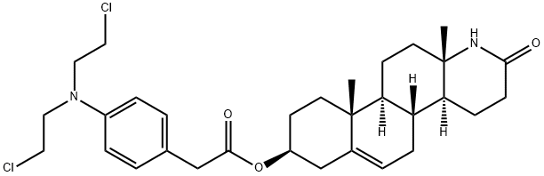 3-(((4-(bis(2-chloroethyl)amino)phenyl)acetyl)oxy)-17a-aza-D-homoandrost-5-en-17-one Struktur