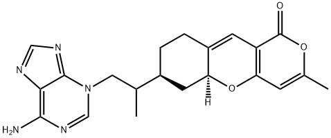 CP2  monohydrate,  (5aS,7S)-7-[2-(6-Amino-3H-purin-3-yl)-1-methylethyl]-5a,6,8,9-tetrahydro-3-methyl-1H,7H-pyrano[4,3-b]benzopyran-1-one  monohydrate Struktur