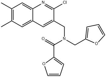 2-Furancarboxamide,N-[(2-chloro-6,7-dimethyl-3-quinolinyl)methyl]-N-(2-furanylmethyl)-(9CI) Struktur