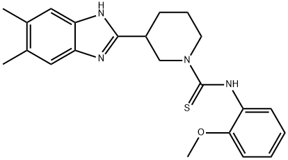 1-Piperidinecarbothioamide,3-(5,6-dimethyl-1H-benzimidazol-2-yl)-N-(2-methoxyphenyl)-(9CI) Struktur