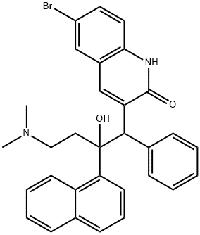 6-Bromo-alpha-[2-(dimethylamino)ethyl]-alpha-1-naphthalenyl-beta-phenyl-2(1H)-Quinolinone Struktur