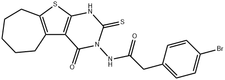 2-(4-bromophenyl)-N-(4-oxo-2-sulfanylidene-1,5,6,7,8,9-hexahydrocyclohepta[2,3]thieno[2,4-b]pyrimidin-3-yl)acetamide Struktur