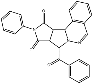 11-benzoyl-14-phenyl-9,10,14-triazatetracyclo[8.6.0.0^{2,7}.0^{12,16}]hexadeca-2(7),3,5,8-tetraene-13,15-dione Struktur