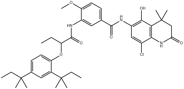 -(4-Methoxybezoyl)-(1-benzyl-5-ethoxy-3-hydantoin)-2-chloro-5-dodecyloxycarbonyl acetanilide Struktur