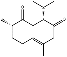 (3R,6E,10S)-6,10α-Dimethyl-3-isopropyl-6-cyclodecene-1,4-dione Struktur