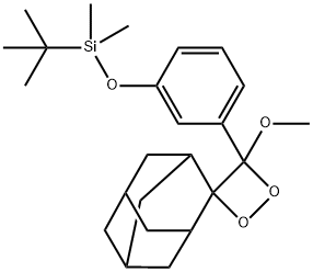 Spiro[1,2-dioxetane-3,2'-tricyclo[3.3.1.13,7]decane], 4-[3-[[(1,1-dimethylethyl)dimethylsilyl]oxy]phenyl]-4-methoxy- Struktur