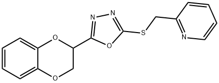 Pyridine, 2-[[[5-(2,3-dihydro-1,4-benzodioxin-2-yl)-1,3,4-oxadiazol-2-yl]thio]methyl]- Struktur