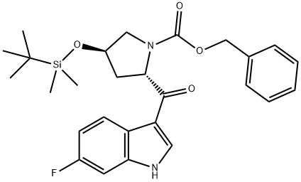 Phenylmethyl (2S,4R)-4-[[(1,1-dimethylethyl)dimethylsilyl]oxy]-2-[(6-fluoro-1H-indol-3-yl)carbonyl]-1-pyrrolidinecarboxylate