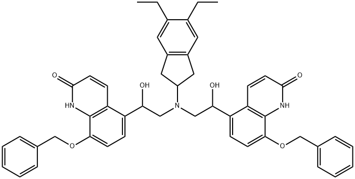 2(1H)-Quinolinone, 5,5'-[[(5,6-diethyl-2,3-dihydro-1H-inden-2-yl)imino]bis(1-hydroxy-2,1-ethanediyl)]bis[8-(phenylmethoxy)- Struktur