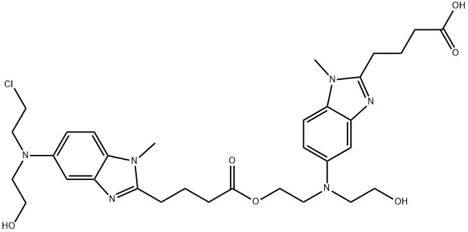 Bendamustine impurity 9/4-(5-((2-((4-(5-((2-chloroethyl)(2-hydroxyethyl)amino)-1-methyl-1H-benzo[d]imidazol-2-yl)butanoyl)oxy)ethyl)(2-hydroxyethyl)amino)-1-methyl-1H-benzo[d]imidazol-2-yl)butanoic acid Struktur