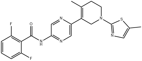 Benzamide, 2,6-difluoro-N-[5-[1,2,5,6-tetrahydro-4-methyl-1-(5-methyl-2-thiazolyl)-3-pyridinyl]-2-pyrazinyl]- Struktur