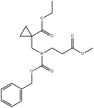 Cyclopropanecarboxylic acid, 1-[[(3-methoxy-3-oxopropyl)[(phenylmethoxy)carbonyl]amino]methyl]-, ethyl ester Struktur