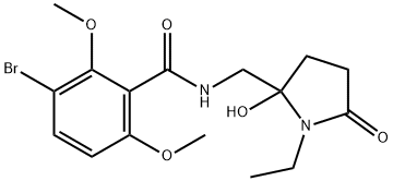 5-((3-bromo-2,6-dimethoxybenzamide)methyl)-5-hydroxy-1-ethyl-2-pyrrolidone Struktur