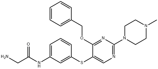 2-amino-N-[3-[[2-(4-methyl-1-piperazinyl)-4-(phenylmethoxy)-5-pyrimidinyl]thio]phenyl] Struktur