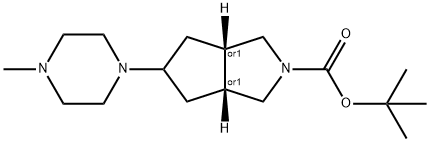 Cyclopenta[c]pyrrole-2(1H)-carboxylic acid, hexahydro-5-(4-Methyl-1-piperazinyl)-, 1,1-diMethylethyl ester, (3aR,6aS)-rel- Struktur