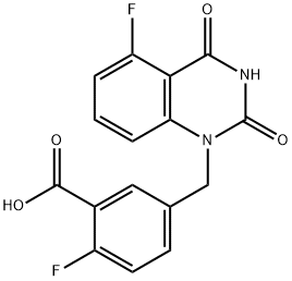 Benzoic acid, 2-fluoro-5-[(5-fluoro-3,4-dihydro-2,4-dioxo-1(2H)-quinazolinyl)methyl]- Struktur